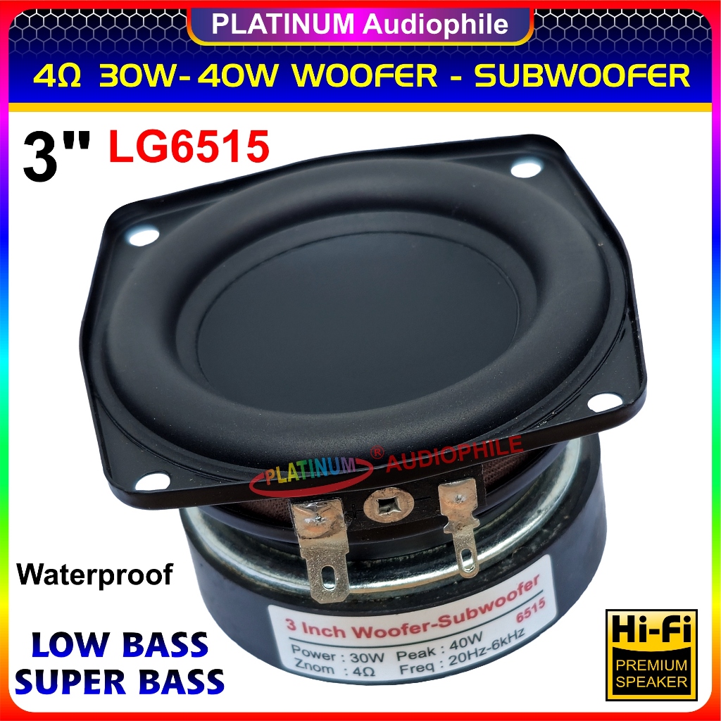 Speaker 3 inch LG-6515 Super Bass Waterproof 4 ohm 30W-40W Woofer Subwoofer