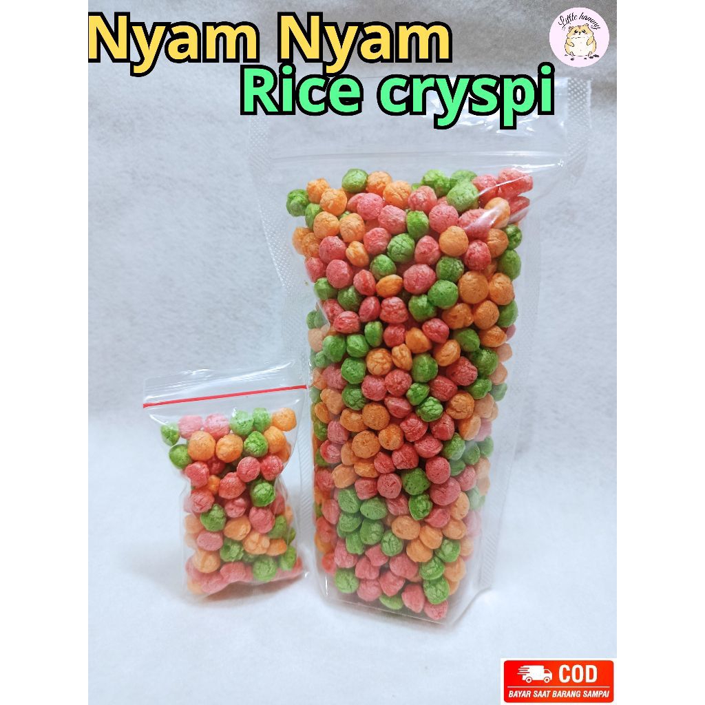 Nyam nyam rice crispy, rice ball crispy, snack hamster rice ball, snack hamster warna warni 35gr