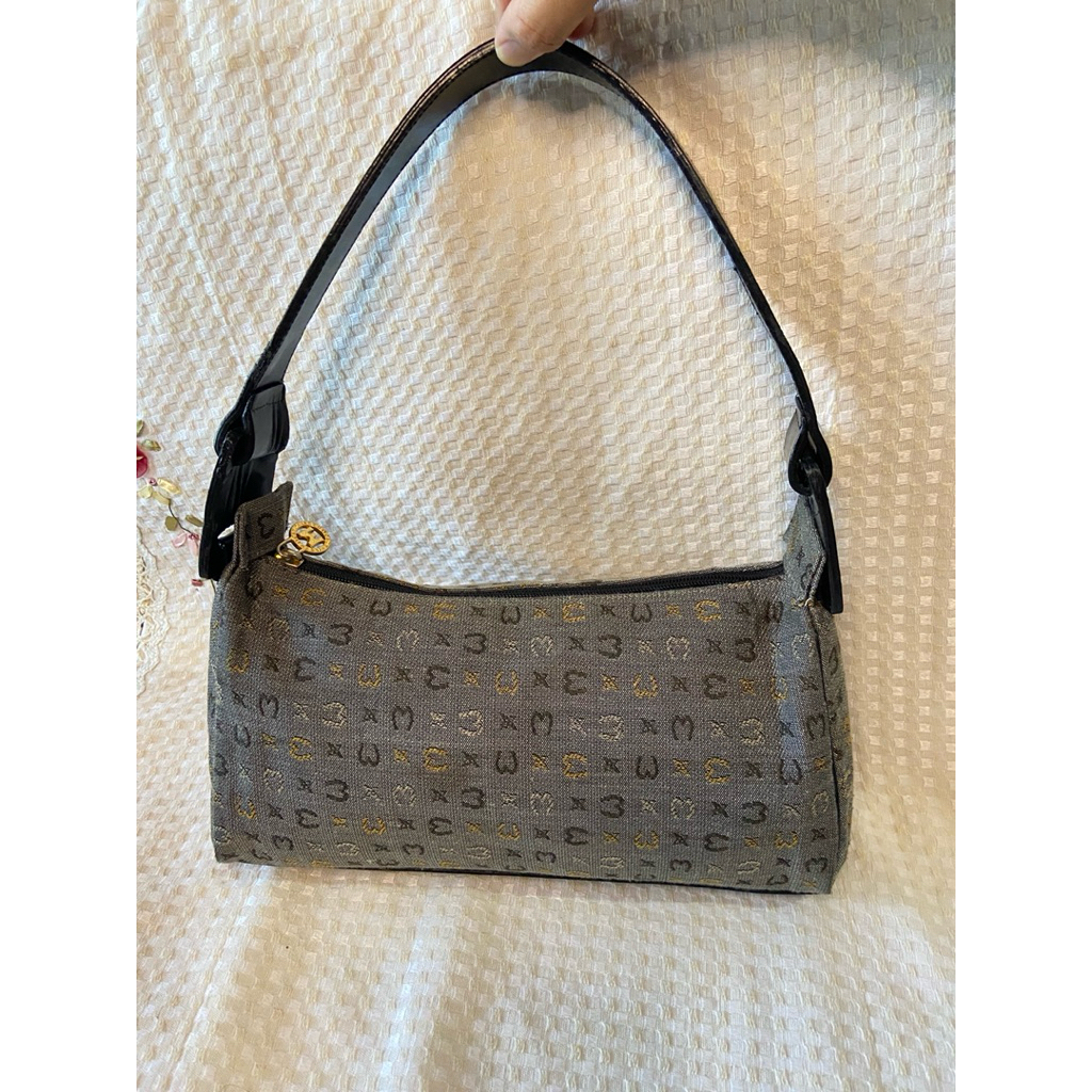 Metrocity vintage canvas mix lather signature pattern hobo bag