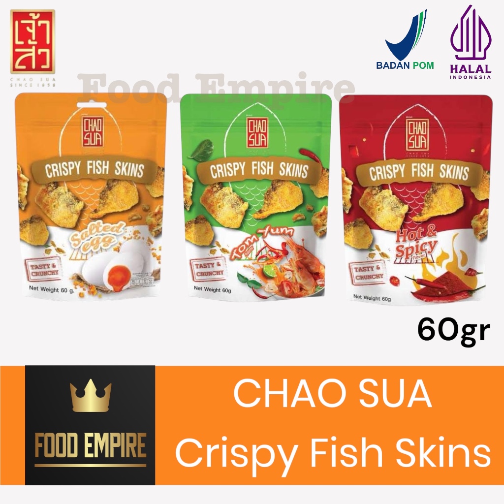 

CHAO SUA - Crispy Fish Skin 60 gr | Salted Egg - Hot & spicy - Tom Yum | Thailand