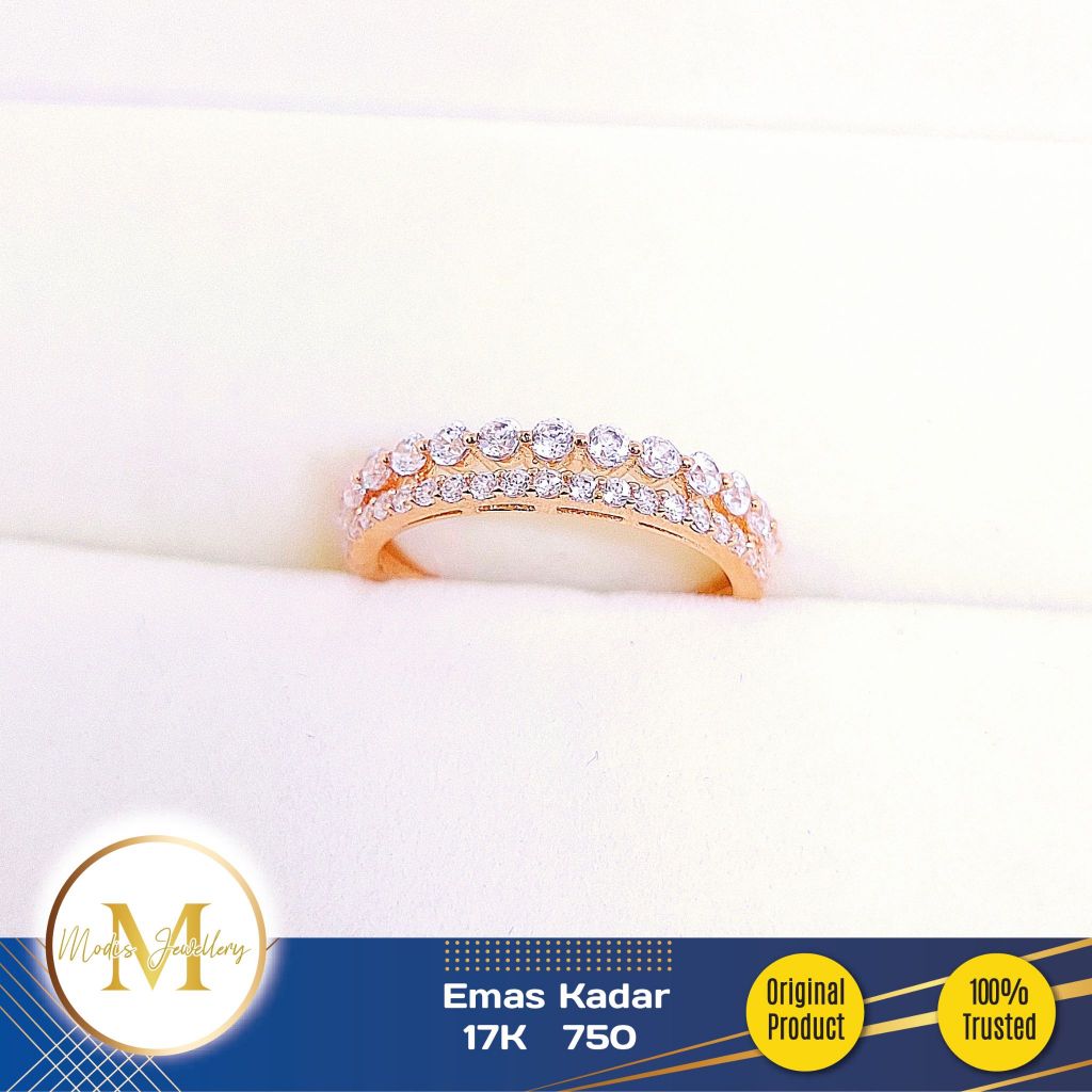 MODIS JEWELLERY - Cincin Double Listring Rosegold - Emas 17k  750