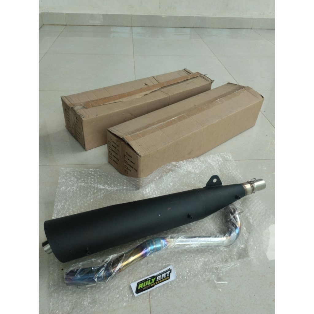 knalpot tsukigi noname wave 110 supra x , supra fit leher twotone