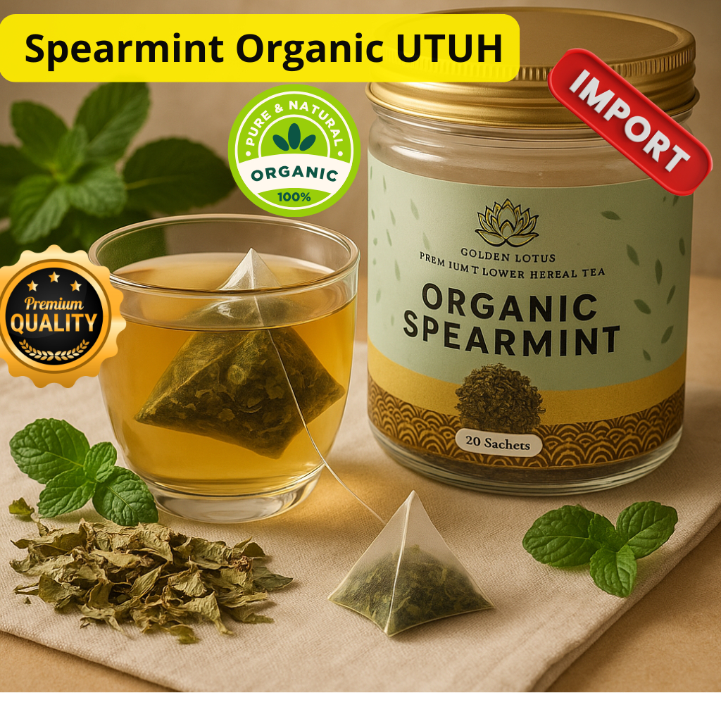 

GOLDEN LOTUS Teh Obatin Jerawat Perut Kembung ORGANIC SPEARMINT Premium Tea Daun Mint Herbal