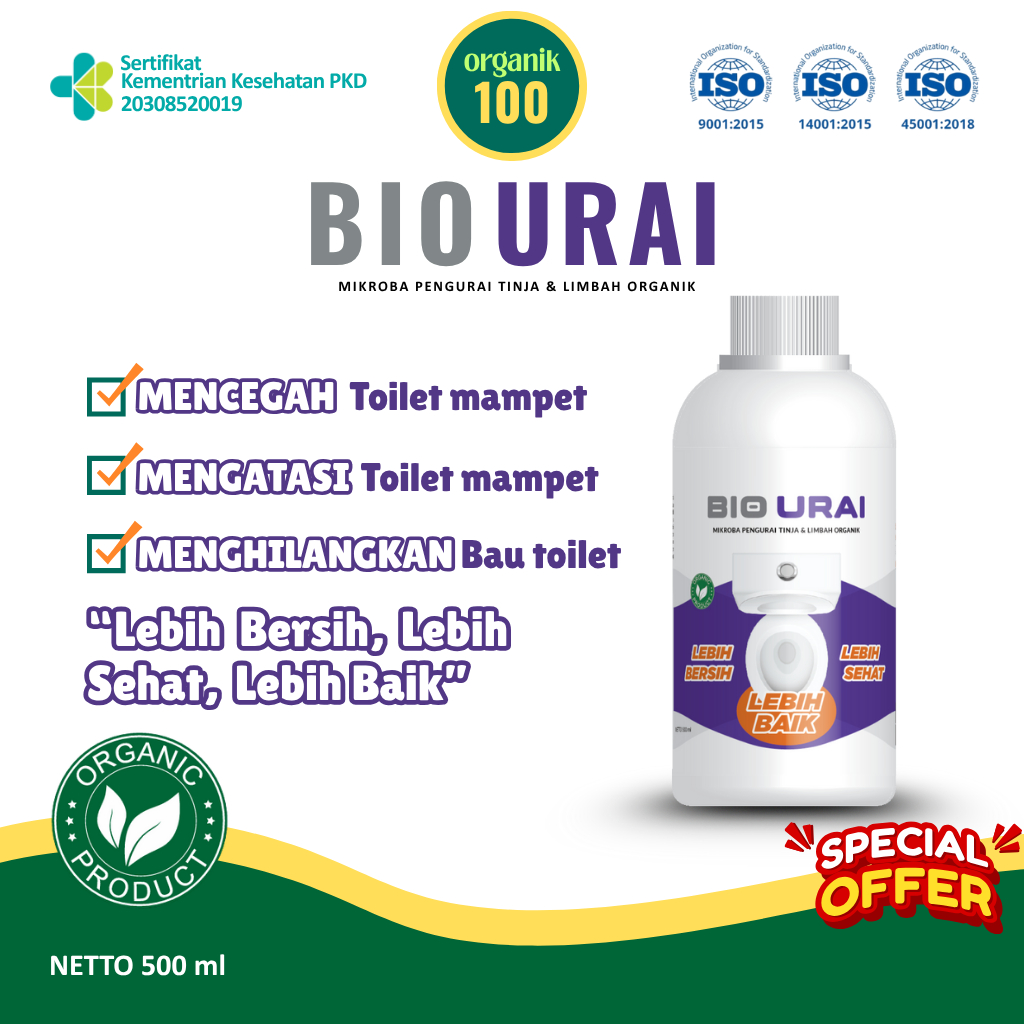 BIO URAI Pengurai Limbah Organik / Anti Toilet Mampet / Anti WC Mampet / Anti Bau Toilet / Penghilan