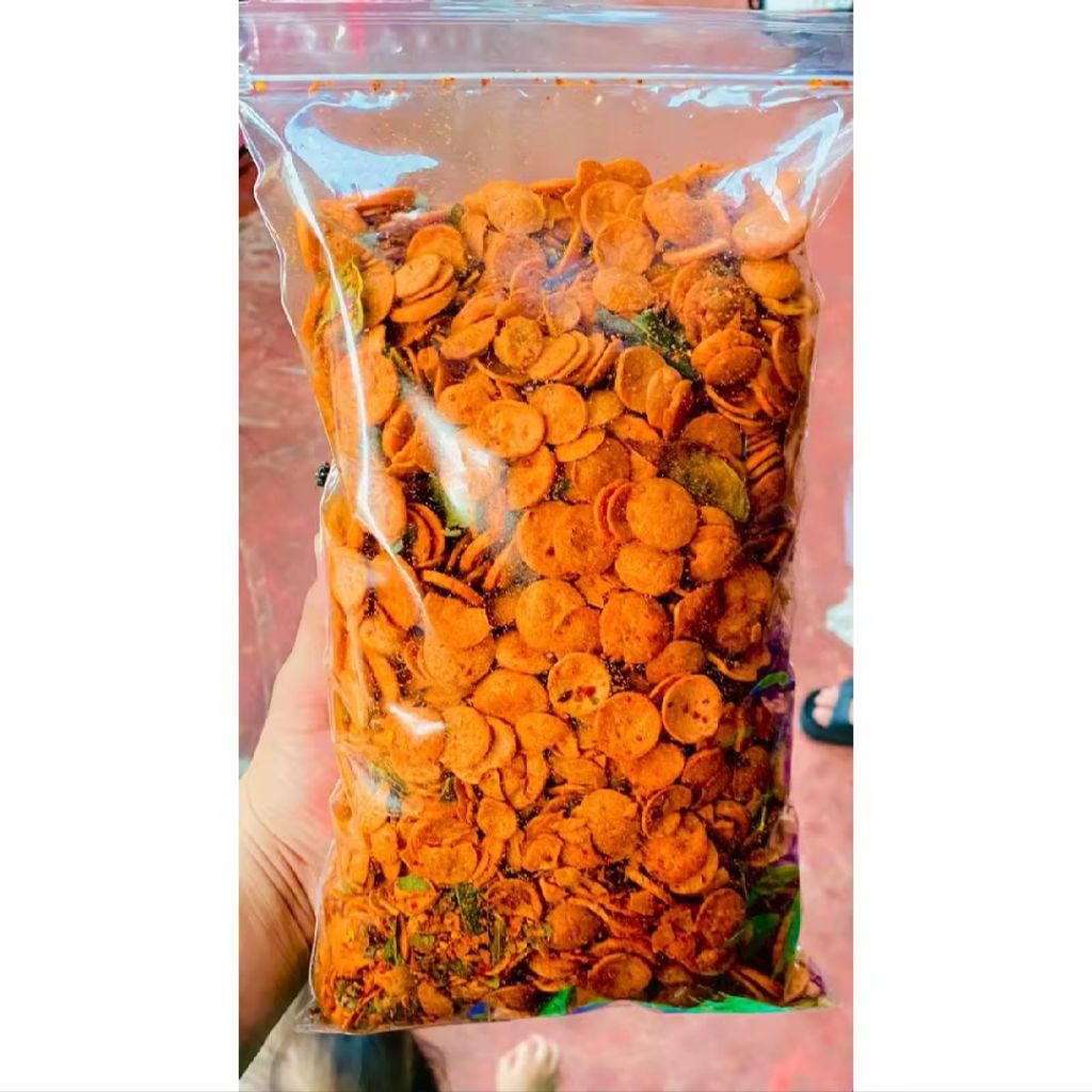 

Kripik Sosis Goreng //Kripik Sosreng Ayam Varian Pedas Ukuran 500Gram