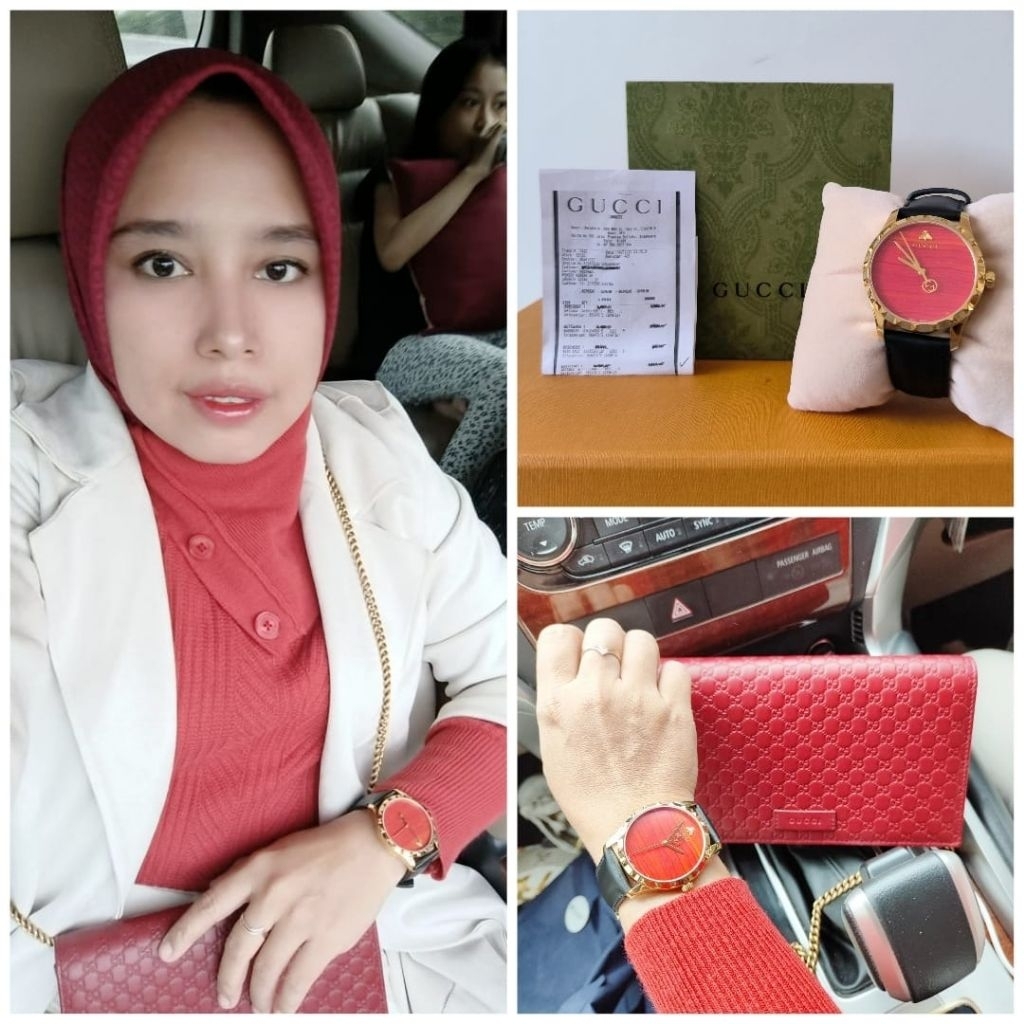 PRELOVED GUCCI YA126474 G-TIMELESS RED DIAL BLACK LEATHER STRAP WATCH