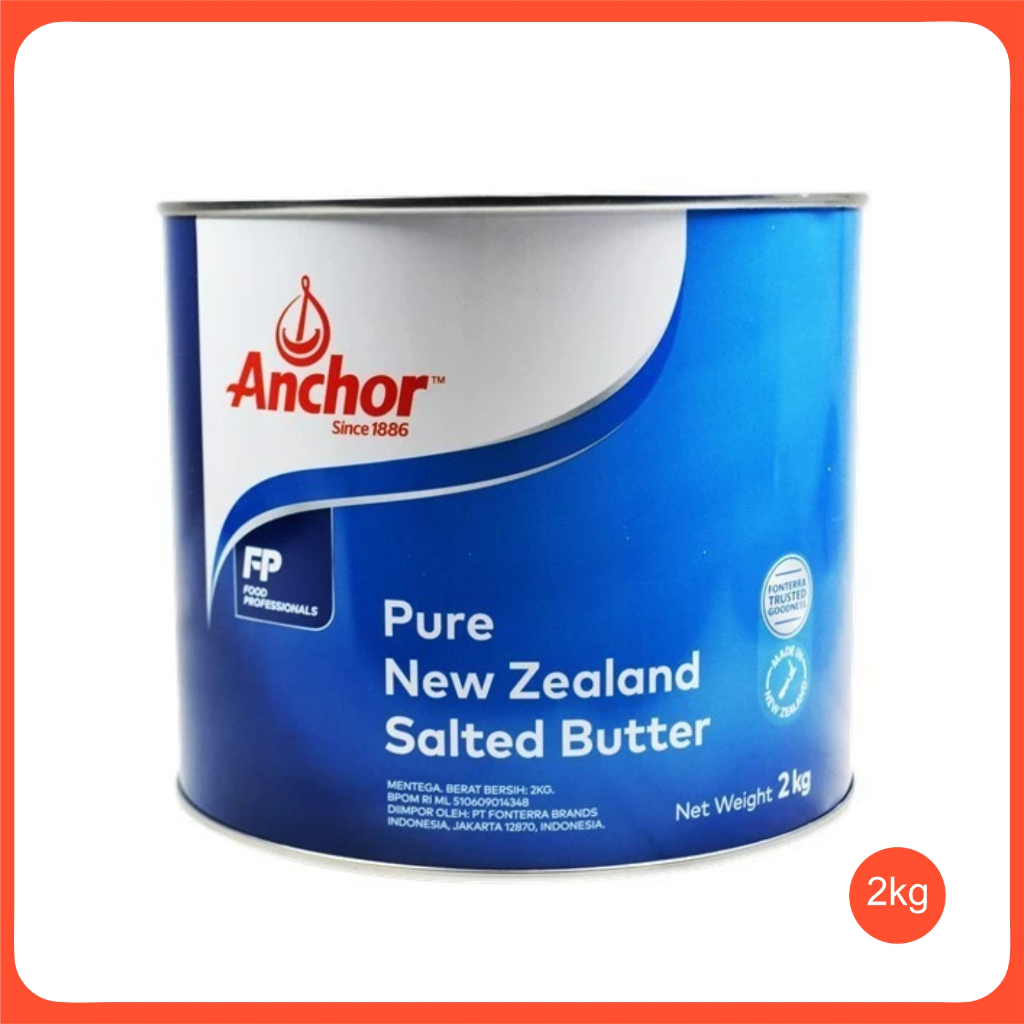 

Anchor Pure New Zealand Salted Butter 2kg Mentega Asin Margarin Pastry Bakery Cake