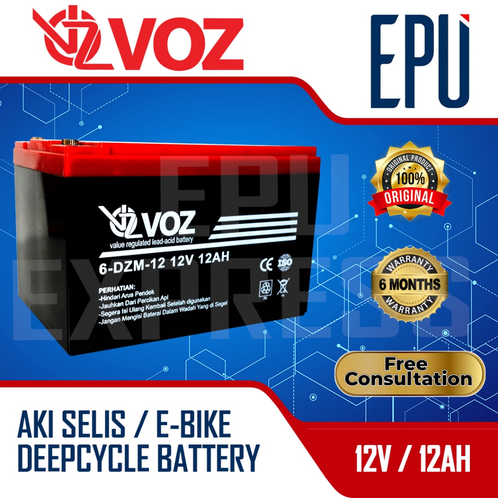 Aki Selis VOZ 12V 12AH Aki Selis Aki Motor Listrik