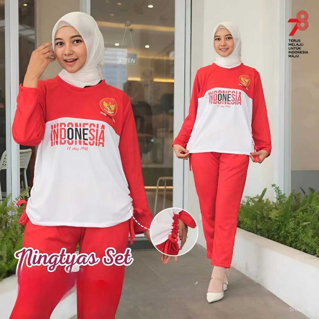 SETELAN MERAH PUTIH WANITA TERBARU - SETELAN MERAH PUTIH WANITA SERAGAMAN - SETELAN MERAH PUTIH KERI