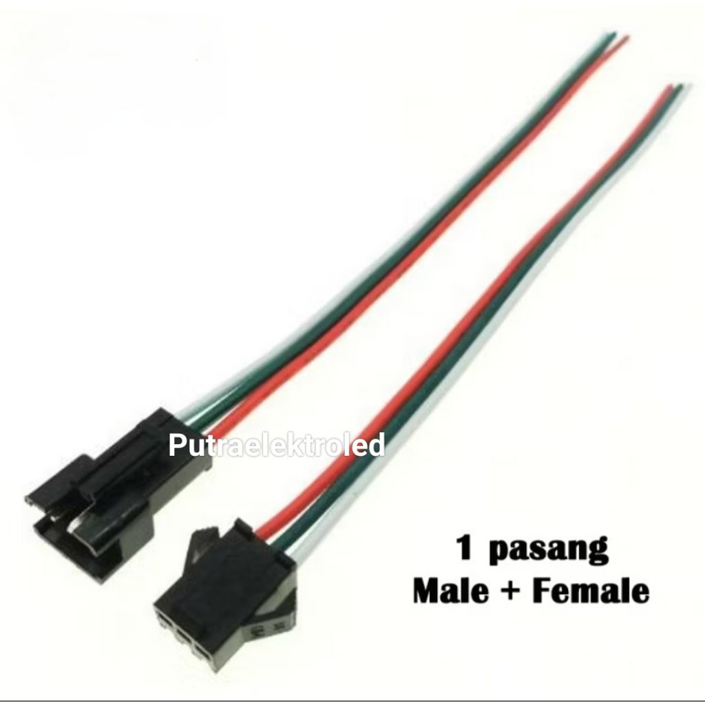 Kabel Soket SM 3pin Sett Cwe + Cwo / Kabel Soket Conektor SM 3 Pin