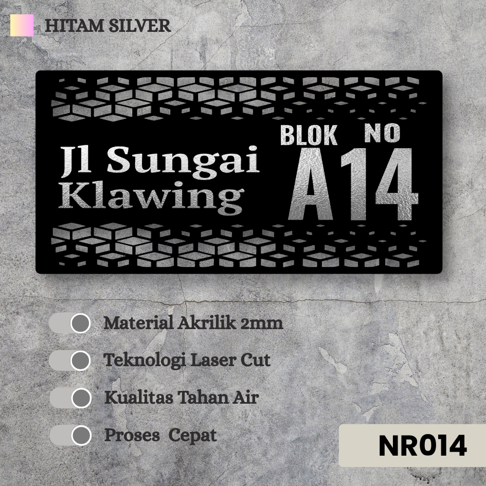 Nomor Rumah Akrilik Custom – Estetik | Plat Tempel Dinding | Tahan Air & Mewah