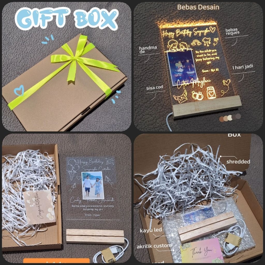 

Gift box kado ulang tahun kado akrilik cuatom foto esthetik
