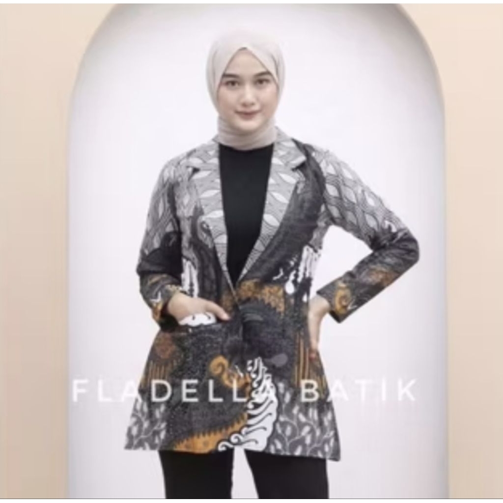 Blazer Batik Wanita Atasan Batik Blouse Jaz Outer Kantor Premium Eksklusif