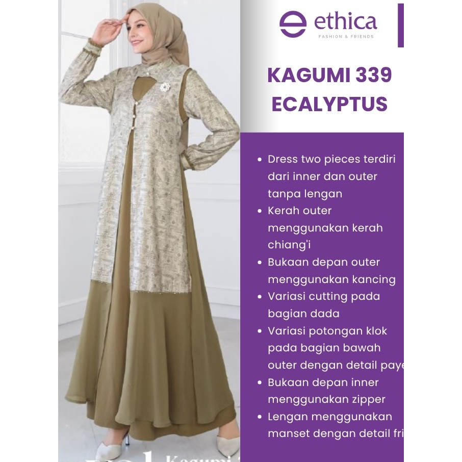 Ready Stok Gamis Ibu Kagumi 339 Ecalyptus XL by Ethica - Kampung Butik Mazaya