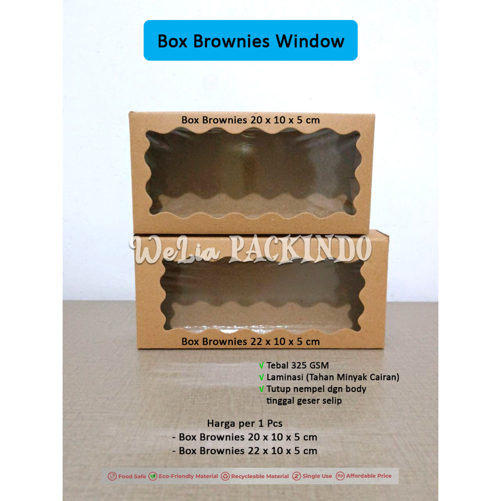 

[1 PCS] Box Brownies Window 20x10x5cm / Kotak Kue Bolu Jendela Transparan 10x20x5 / Box Dessert Brownis Coklat 10x20x5cm / Dus Makanan Model GS