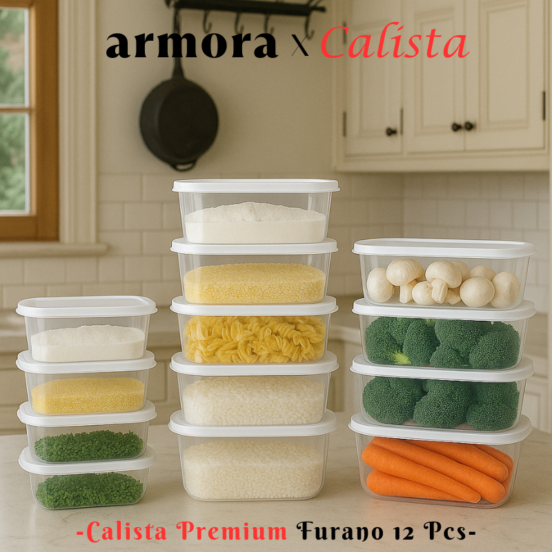 TOPLES PLASTIK BENING FOOD CONTAINER KULKAS SET CALISTA RUMOI TRANSPARAN SEALWARE 1 SET ISI 12PCS - 