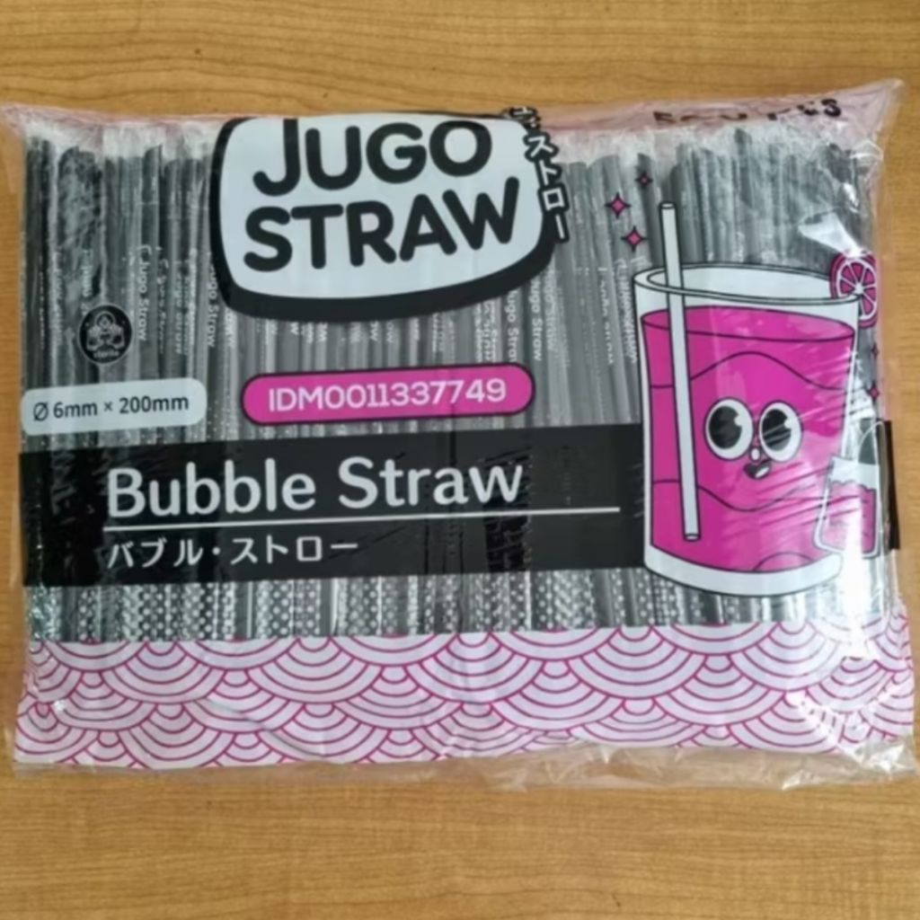 

Sedotan Steril Hitam 6mm Jugo Straw 500 pcs / Single Pack Per Sedotan / Sedotan Runcing