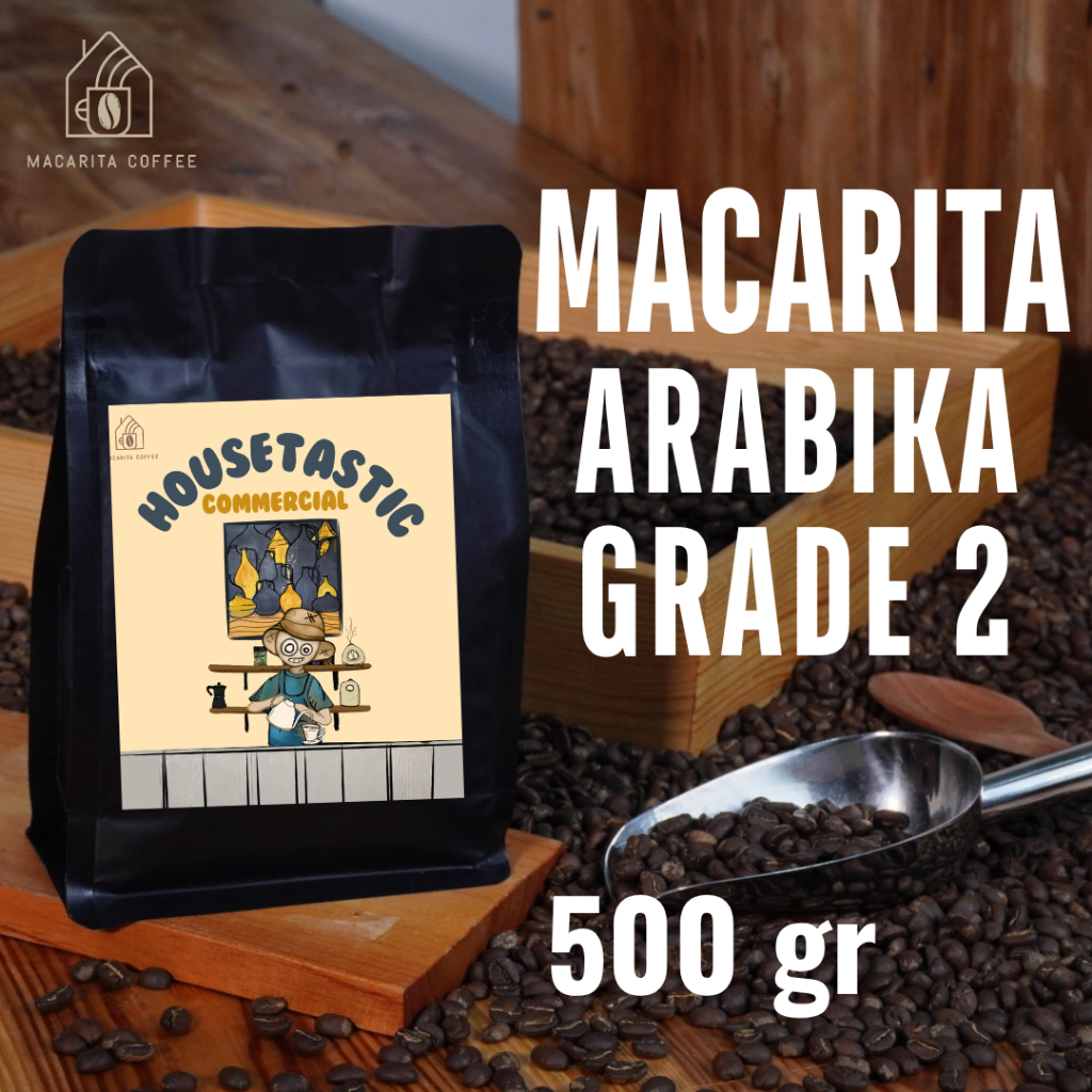 

Macarita Housetastic Arabika Komersil (100% Arabika) 500gram Kopi Arabika Grade 2