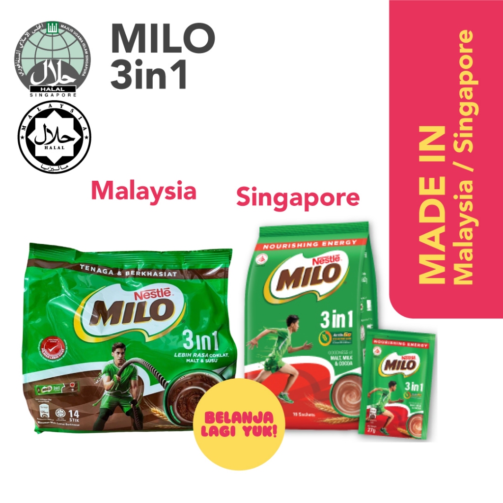 

NESTLE MILO 3in1 MLY/SNG Susu Bubuk Coklat Original [HALAL]