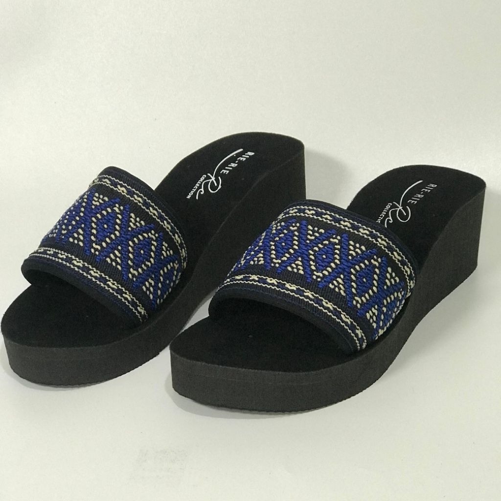 wedges spon wanita selop kombinasi cantik kekinian