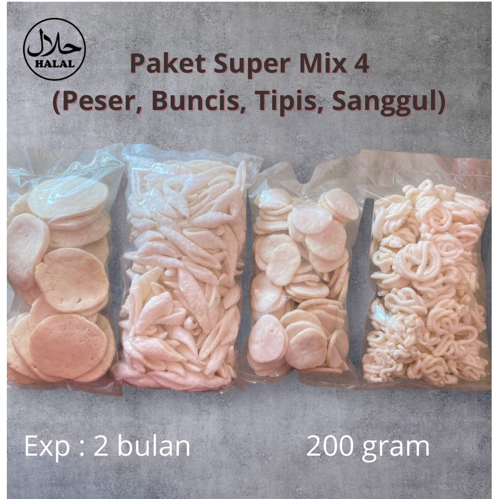 

PAKET SUPER MIX (PESER,BUNCIS, TIPIS, SANGGUL) 200g