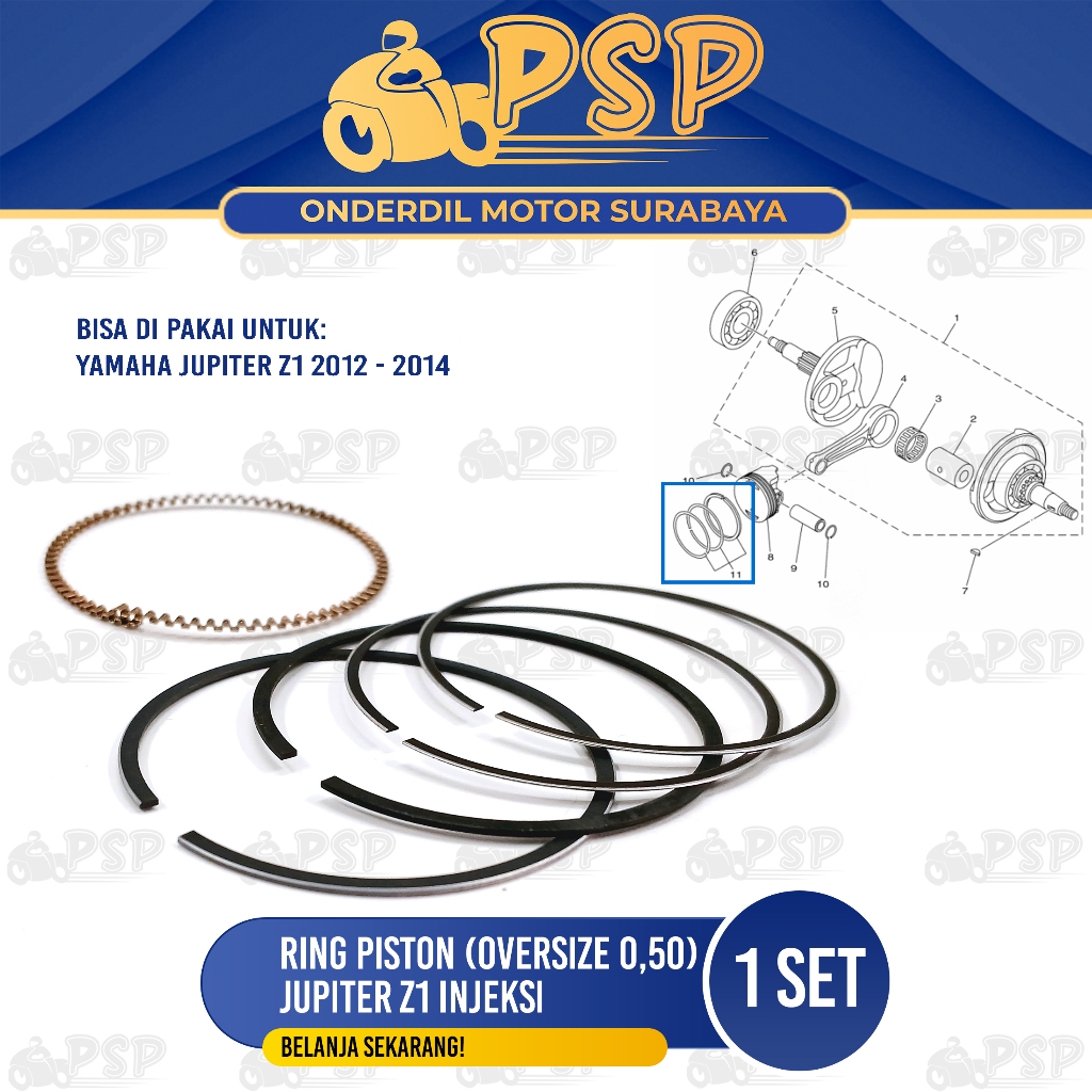 Ring Piston Jupiter Z1 (Oversize 0.50) - Cincin Seher Seker Diameter 0,50 Jupiter Z1 Robot Vega ZR