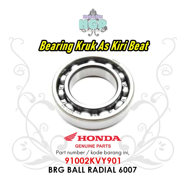 91002KVY901 - Laher, Bearing Kruk As Kiri 6007 Honda Beat Karbu Original AHM