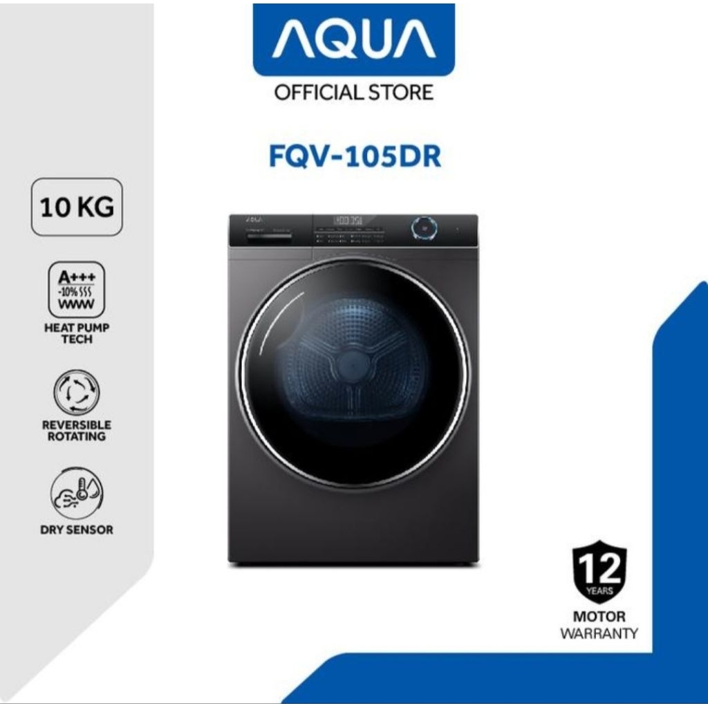 MESIN PENGERING PAKAIAN AQUA FQV-105DR DRYER 10KG