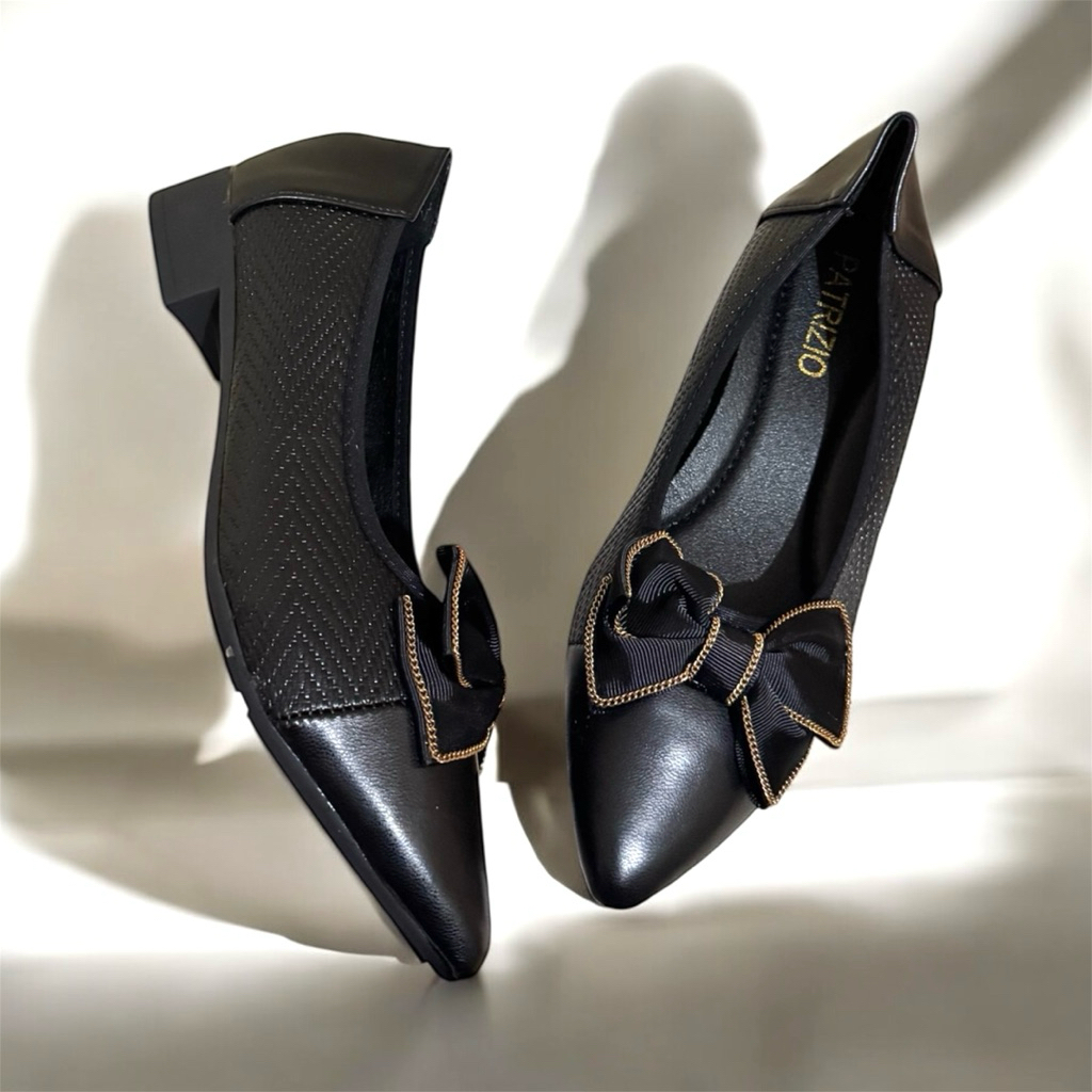 PAS 18-5 PATRIZIO BIG RIBBON PITA Heels Wedges Wanita Tinggi 3cm