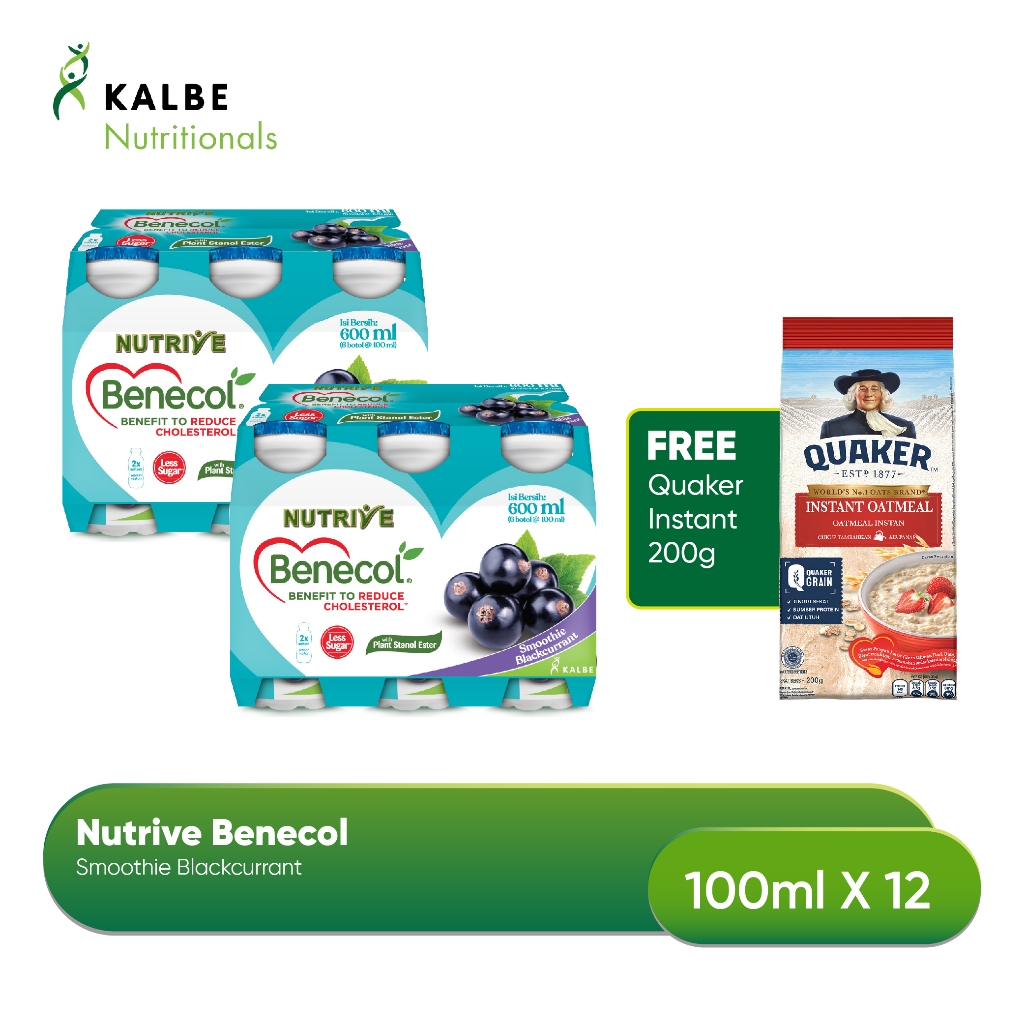 

Nutrive Benecol Blackcurrant 6x100ml - Isi 2 Banded Free Quaker Oat 200gr