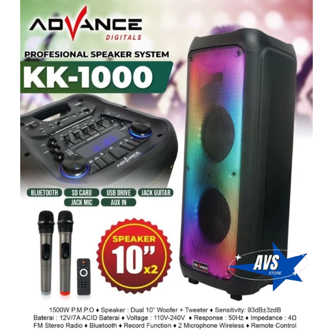 ADVANCE SPEAKER PROFESIONAL SYSTEM 10"X2 KK 1000
