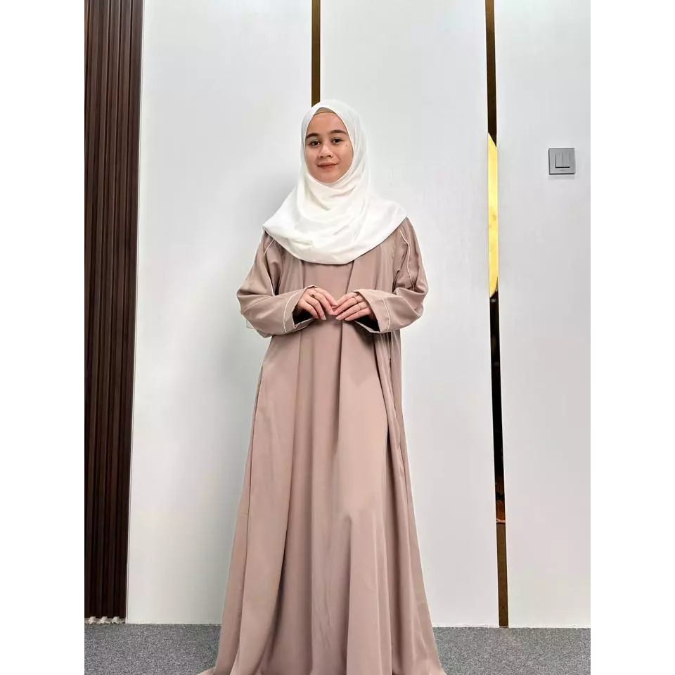 SYIFA ABAYA | Gamis Abaya List Putih | Abaya Wanita Umroh  Kekinian | Abaya Basic Turki