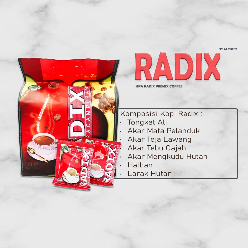 

Kopi Radix HPA Malaysia Jumbo - Isi 32 Sachet
