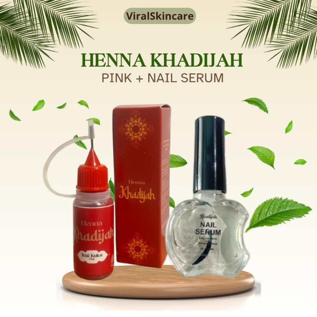 Henna Khadijah Inai Kuku PINK + Nail Serum Vitamin Kuku 10ml Sah Untuk Sholat