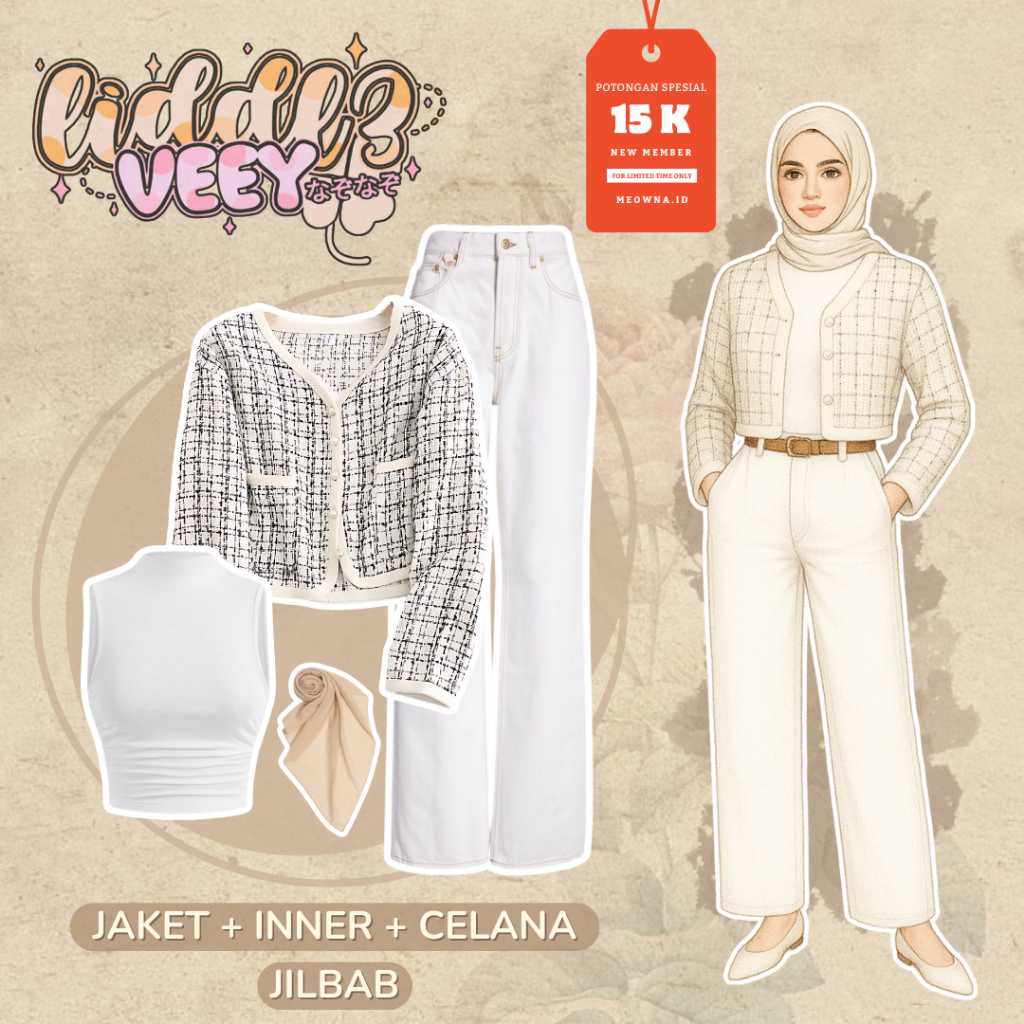Shopee Haul Outfit Hijab Kekinian – Jaket Crop + Tanktop + Kulot Jeans + Hijab + Belt | MW-004