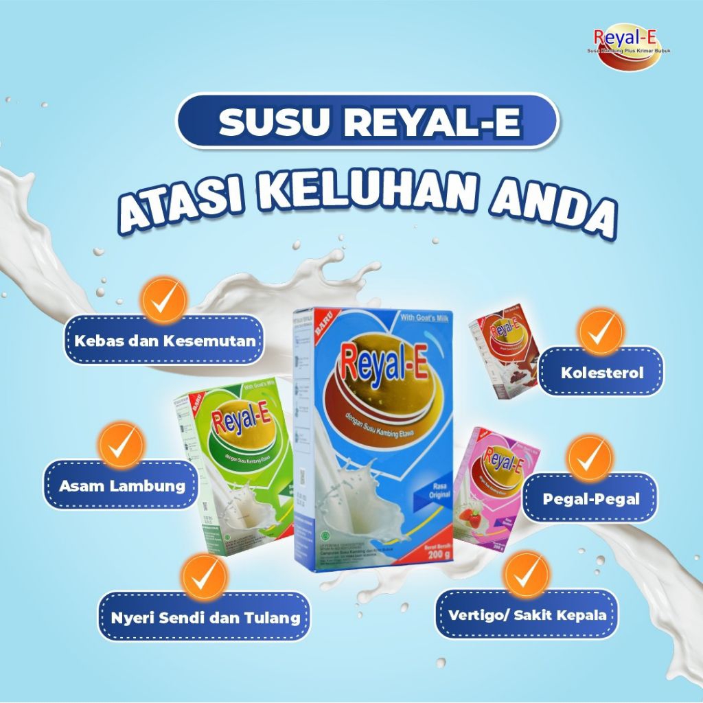 

Susu Kambing Etawa Reyal-E Nyeri sendi pegal linu Solusi Atasi Asma Sesak Nafas - 200gr