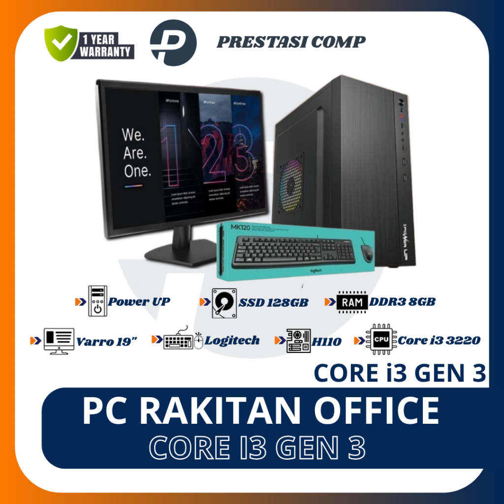 PC Rakitan Core i3 Gen 3 RAM 8GB SSD 128GB 19 - 20 Inch Mainboard H61 - Layar, Keyboard