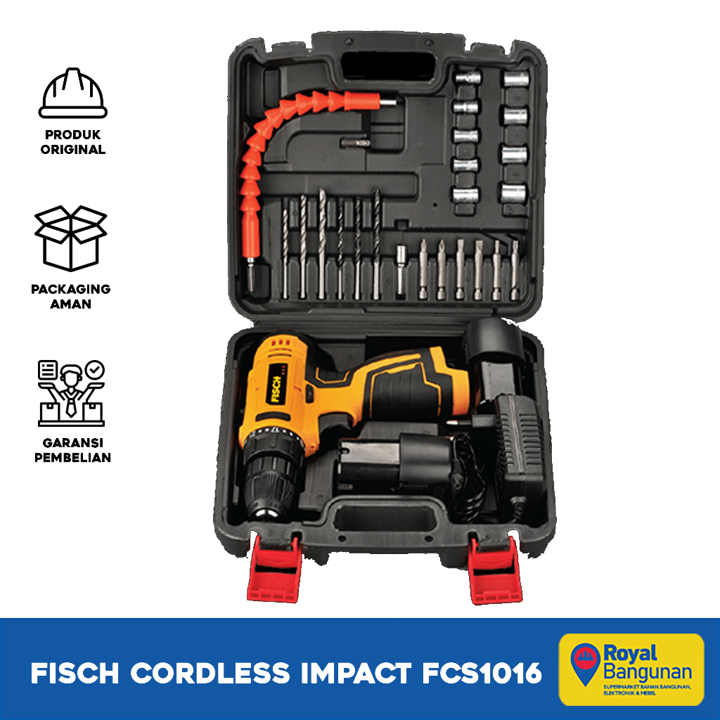 Fisch FCS1016 Cordless Impact Drill Set 16.8V 10mm Mesin Bor