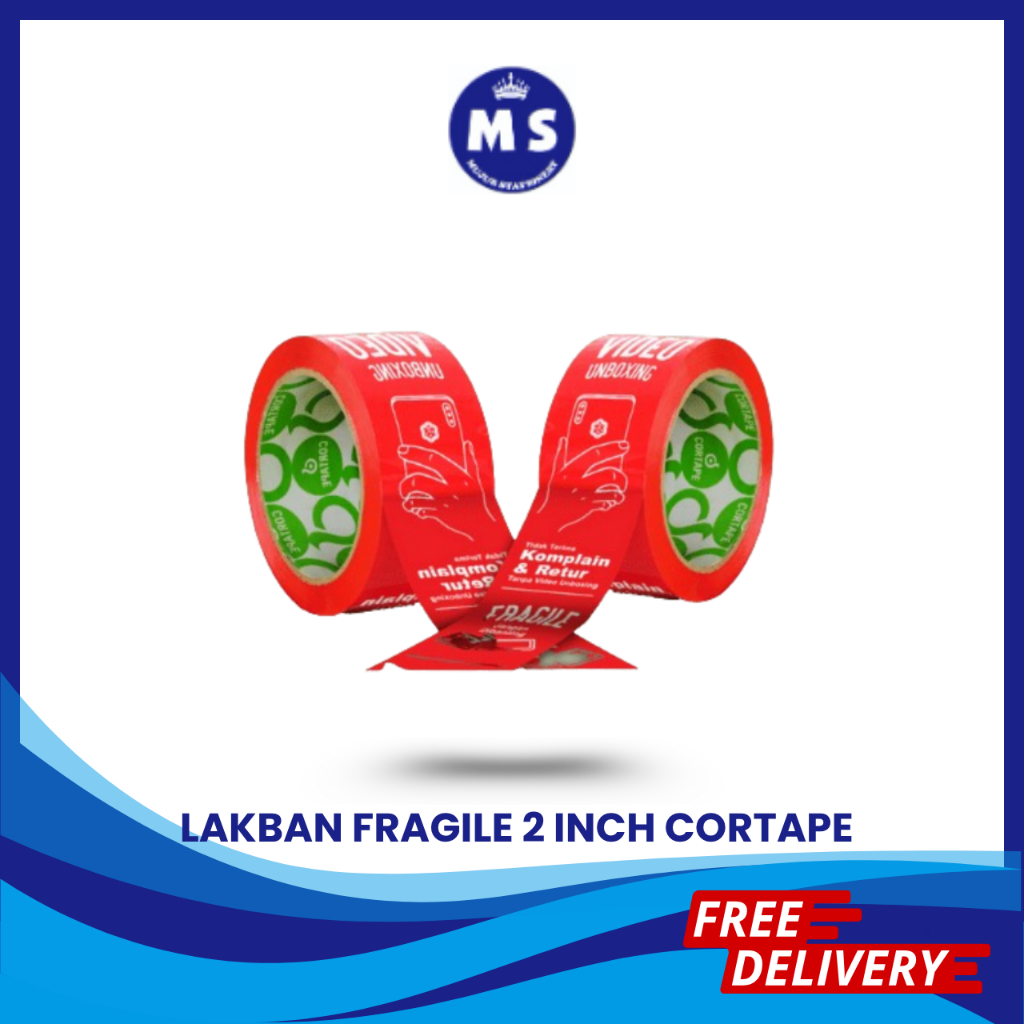 

LAKBAN OPP TAPE SOLASI CORTAPE FRAGILE PUTIH MERAH 2 INCH 48 MM