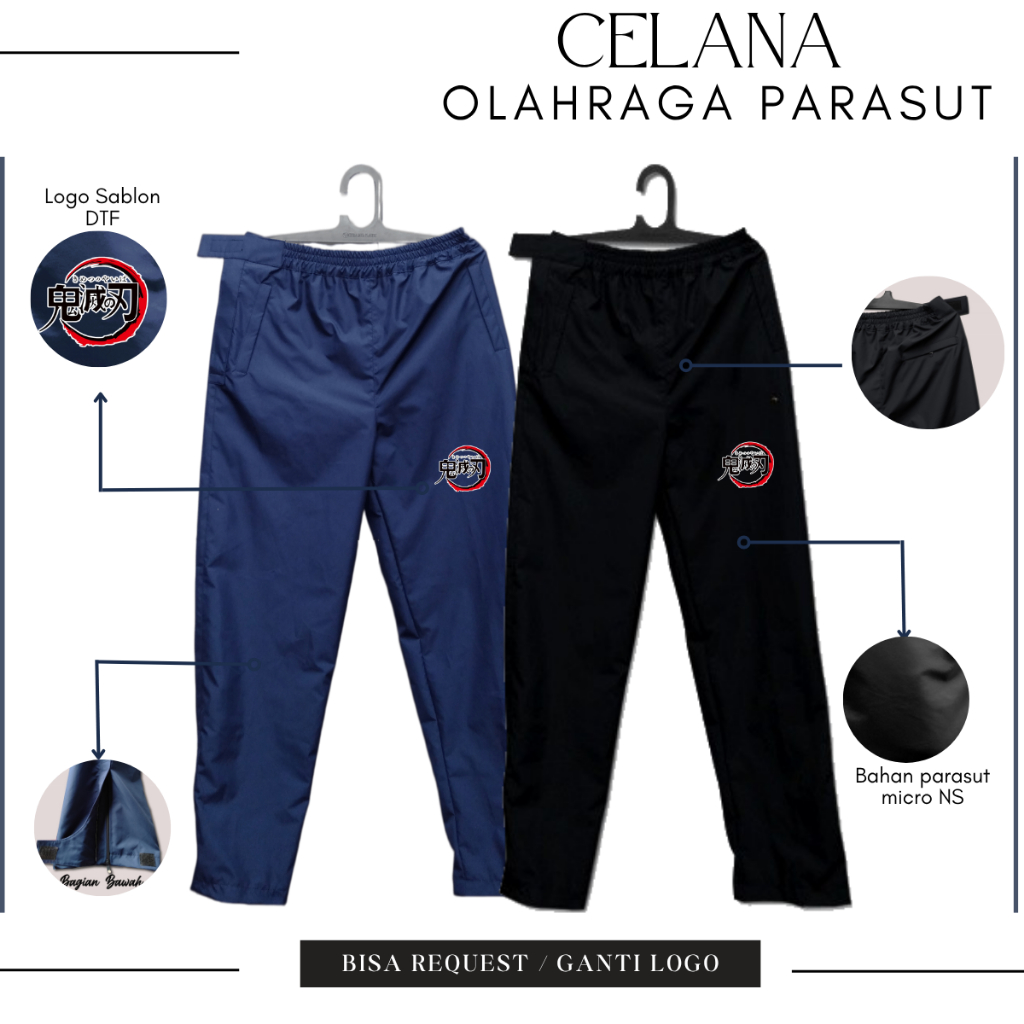 Celana Panjang Olahraga Parasut Wf Custom Anime Demon Slayer