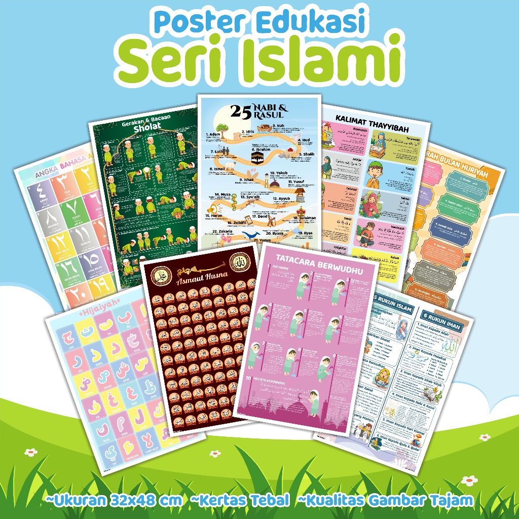 Poster Edukasi Edisi Islami - Poster belajar anak islami, poster edukasi anak