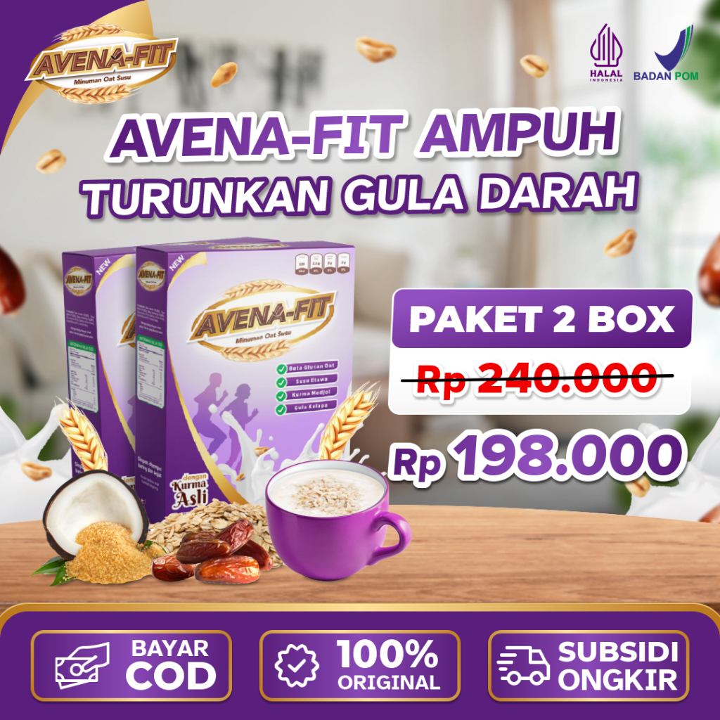 

Avenafit Paket 2 Box Sarapan Sehat Sereal Oat Susu Kurma Solusi Turunkan Gula Darah Kolesterol Jaga Kesehatan Jantung 100% Asli Original