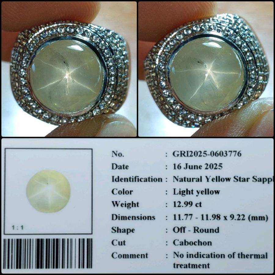 Natural Yellow Star Sapphire Crystal NH Srilanka Gems Batu Permata Yakut Kuning Asli
