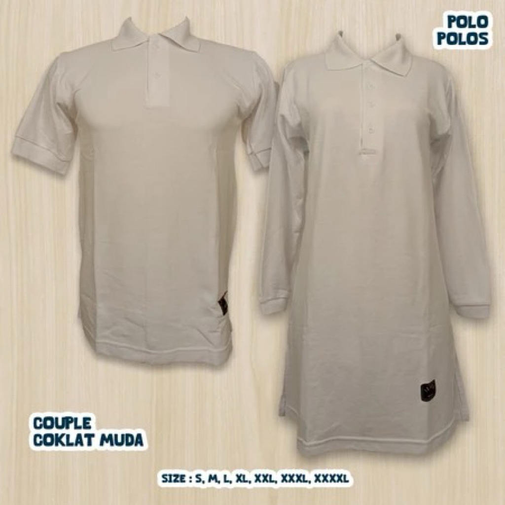 Kaos Polos Couple Polo Cowok Cewek Pria Wanita Tunik Muslimah COKLAT MUDA/COKSU/COKELAT MUDA Kancing