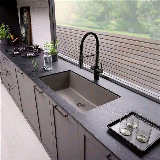 kitchen sink bak cuci piring 1 lubang besar BLANCO SUBLINE 800-U paket  kran air mixer BLANCO CATRIS