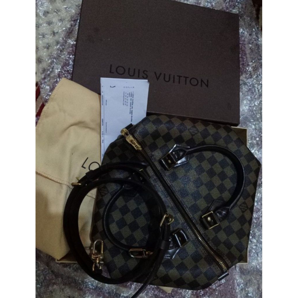 LV Speedy Bando 30 Damier 2014 Preloved (DB, Box, Copyrec, Gembok, Paperbag)