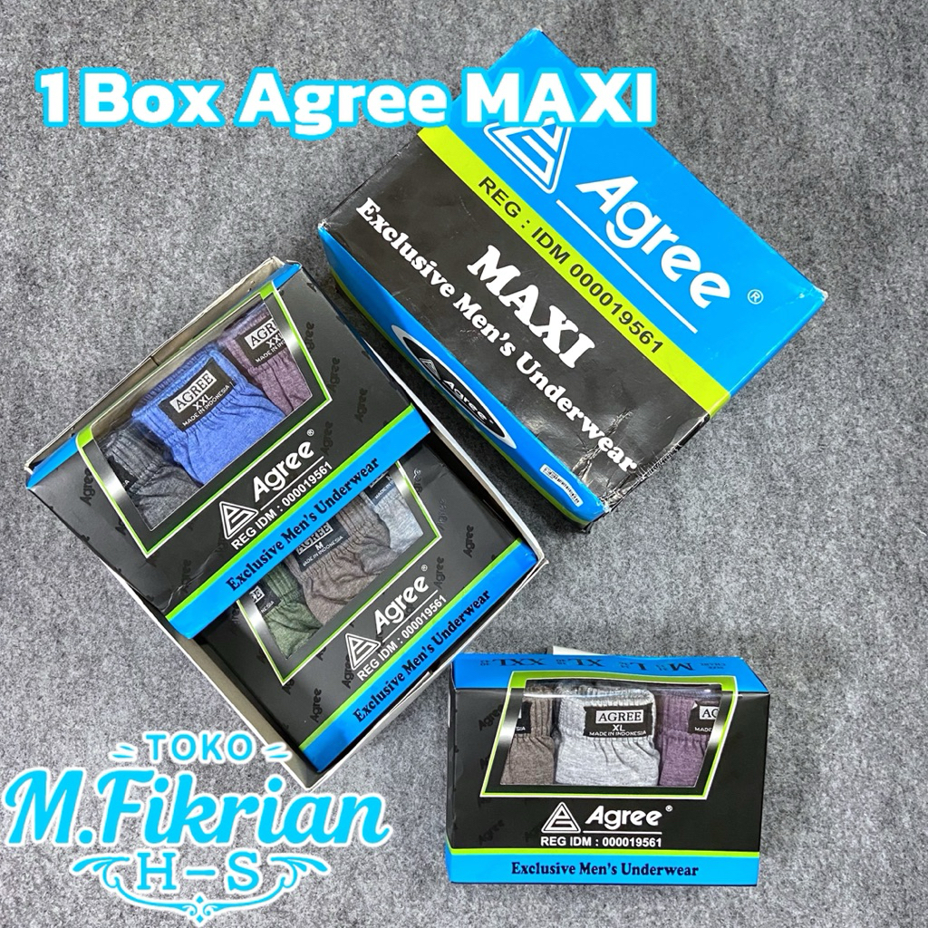 (1 BOX isi 4 KOTAK) CD Pria AGREE MAXI 8889 – Celana Dalam Katun Dewasa Model Maxi Original