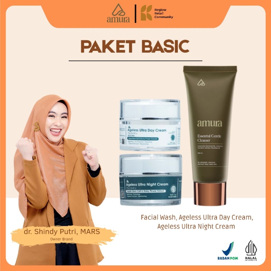 Skincare Amura Spesialis Atasi Flek Dan Kerutan | Paket Basic Amura | Spotless Radiance Dark Spot Tr