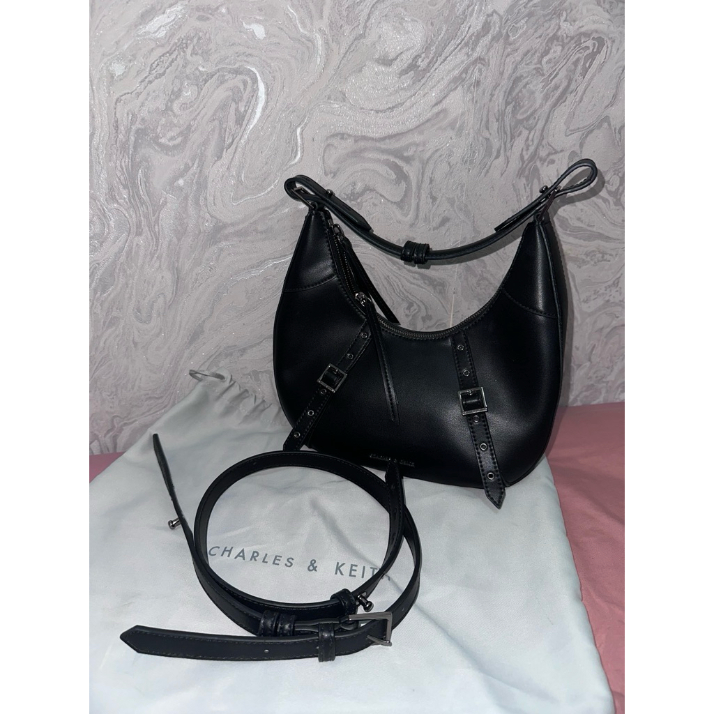 Grommet Crescent Hobo Bag - Charles & Keith
