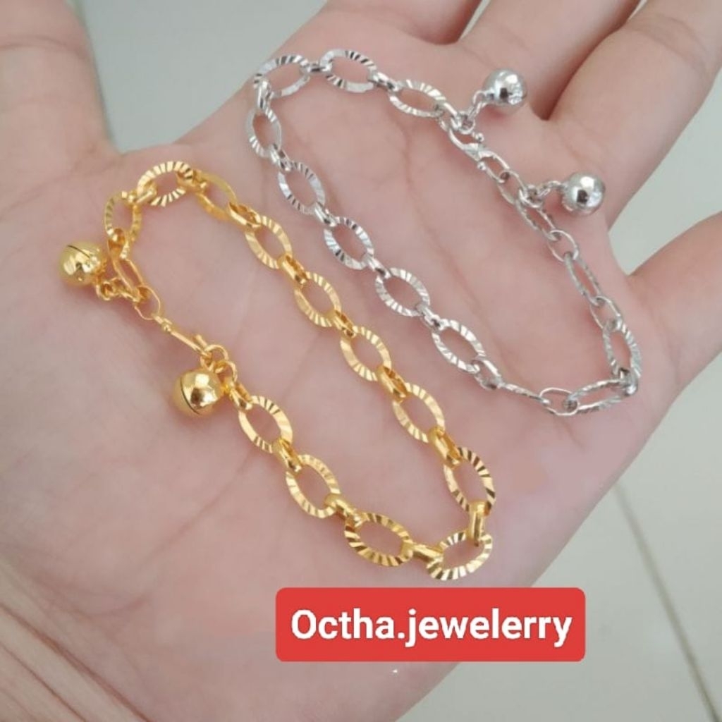 GELANG RANTE DEWASA PERAK 925 ASLI LAPIS MAS